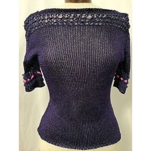 Esteve Sitamurt Women's Sweater Purple Knit S/S Knit Sweater Size Medium - Picture 1 of 8